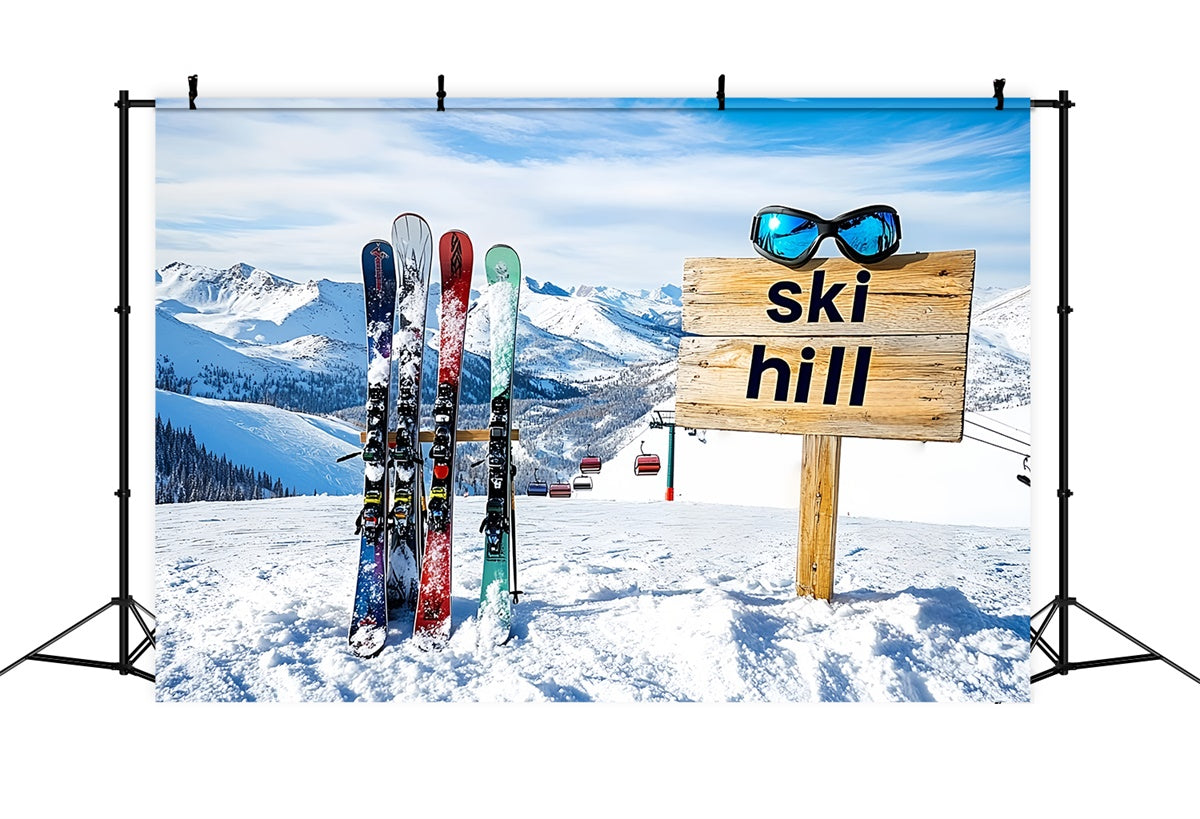 Snowy Mountain Backdrop Alpine Ski Sports Backdrop CSH57-239