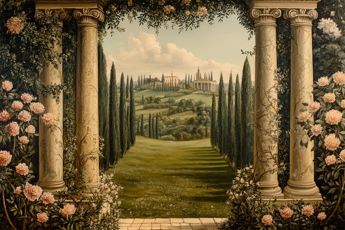 Fine Art Backdrops Regal Garden Vista Beautiful Backdrop CSH57-279