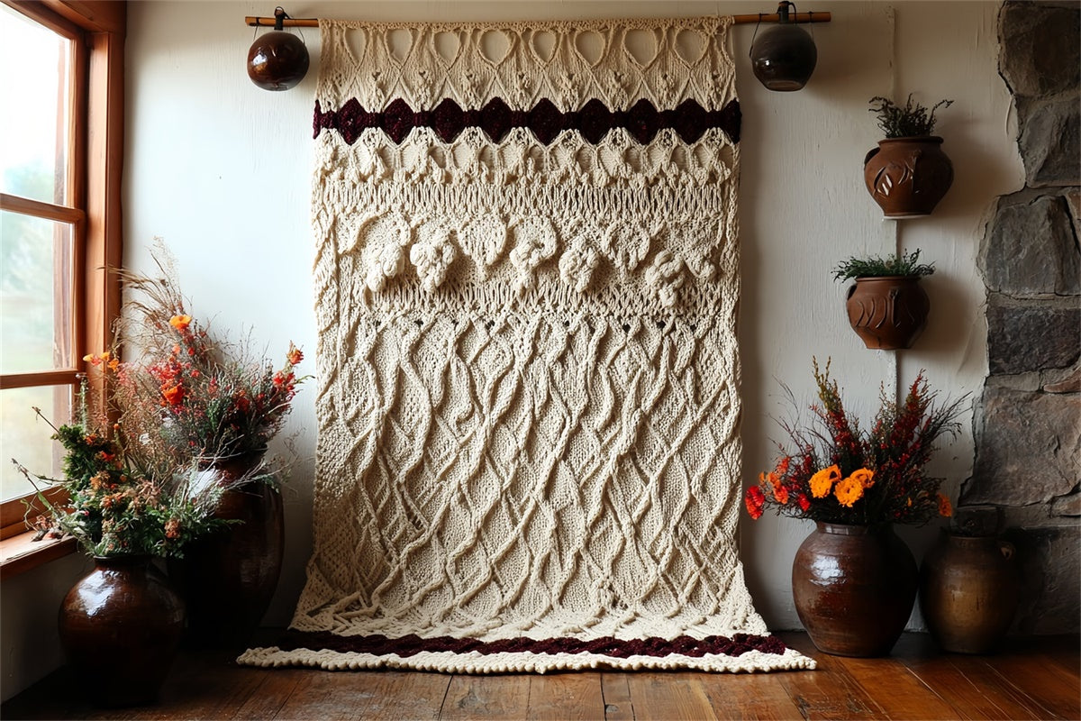 Boho Photo Backdrop Cozy Knit Rustic Chic Backdrop CSH57-291