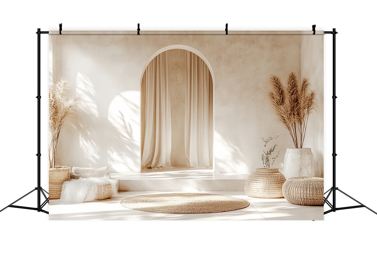 Boho Backdrop Minimal Arch Pampas Serenity Backdrop CSH57-292
