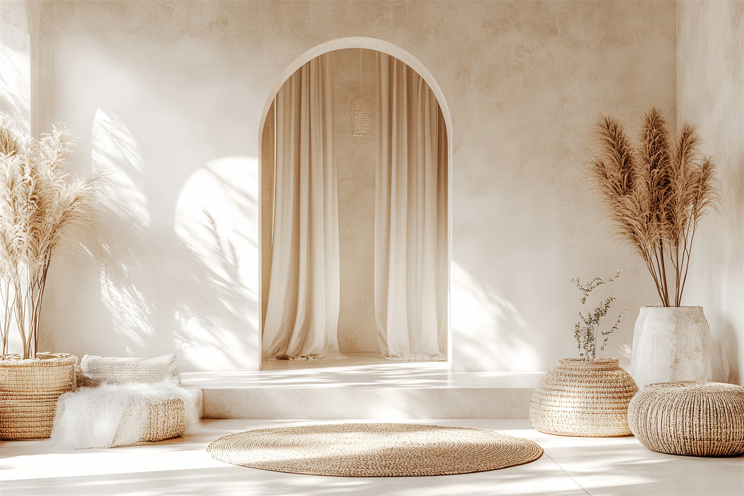 Boho Backdrop Minimal Arch Pampas Serenity Backdrop CSH57-292