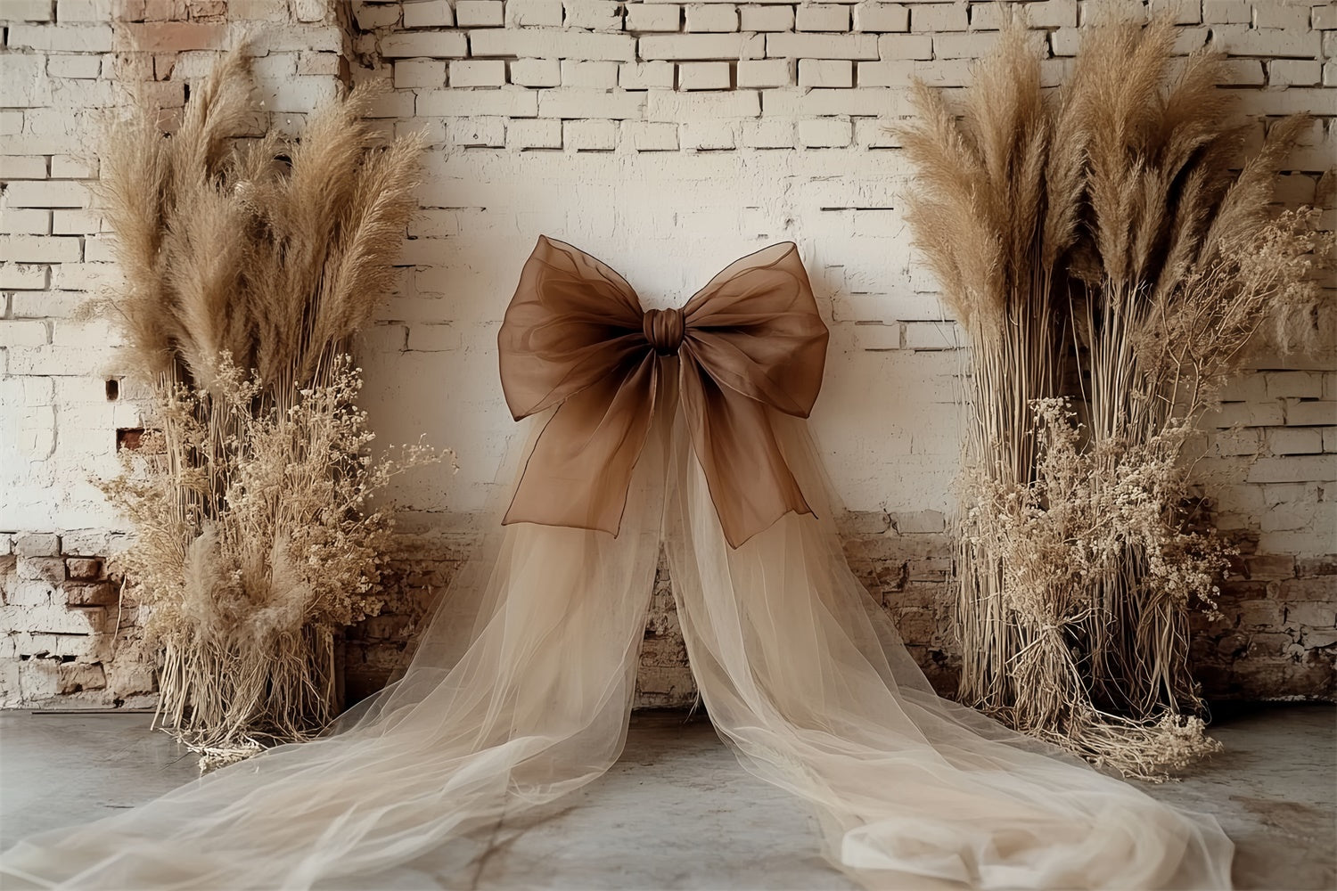 Bohemian Style Backdrop Earthy Drape Pampas Backdrop CSH57-295