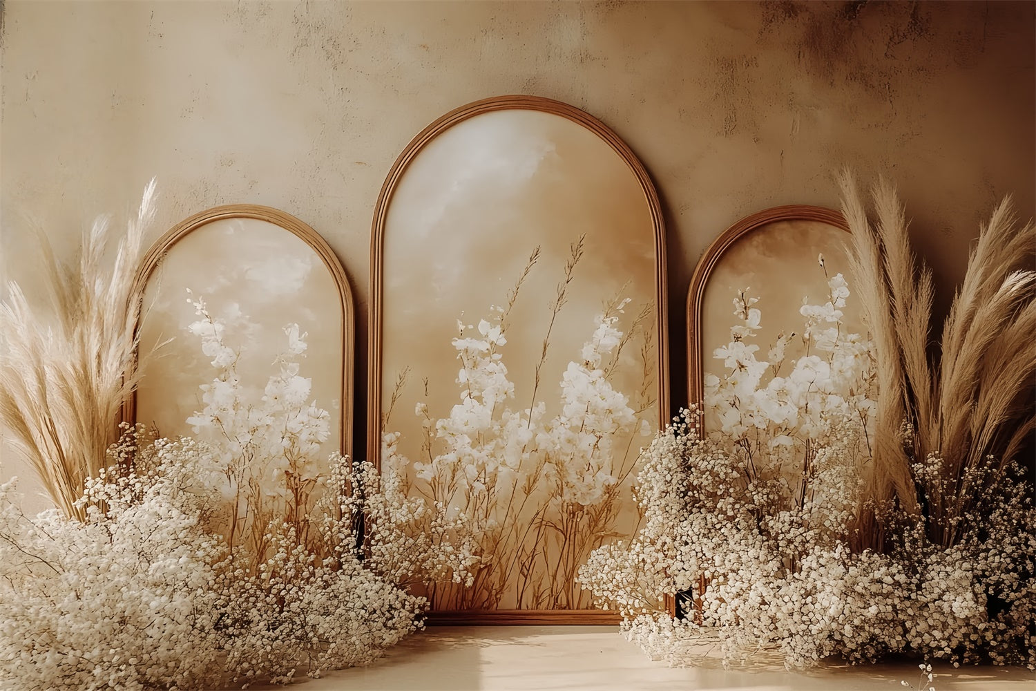 Boho Backdrop Triple Arch Elegance Floral Backdrop CSH57-303