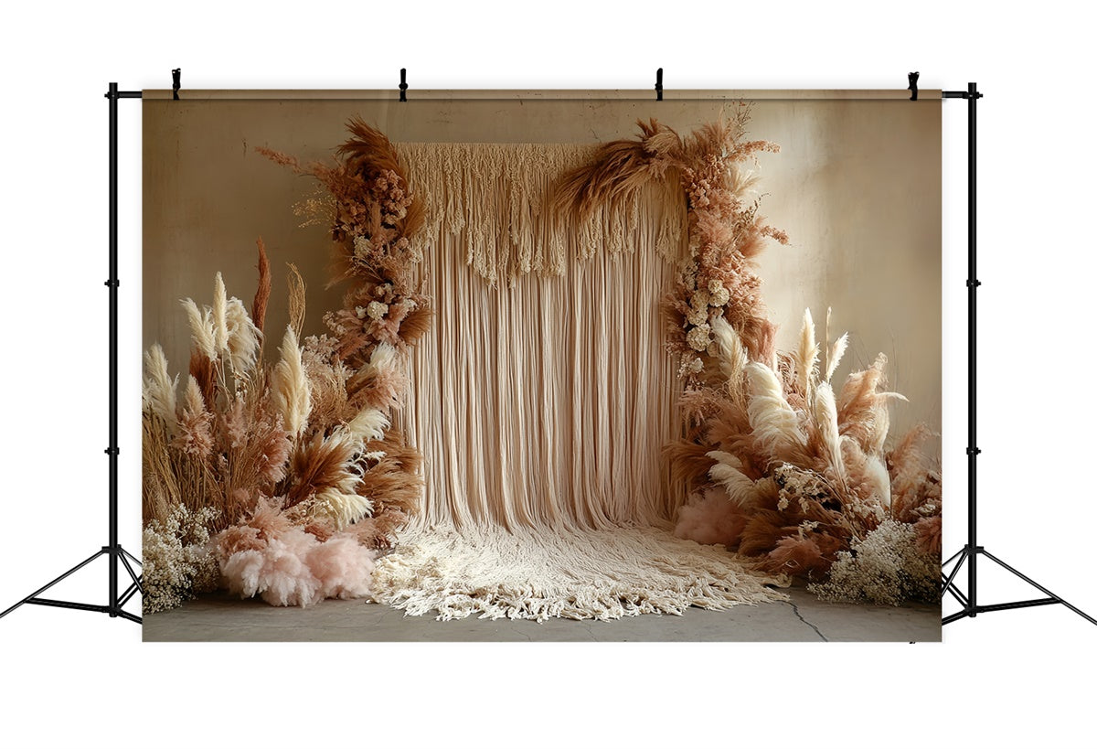 Boho Photography Backdrop Soft Fringe Pampas Backdrop CSH57-307