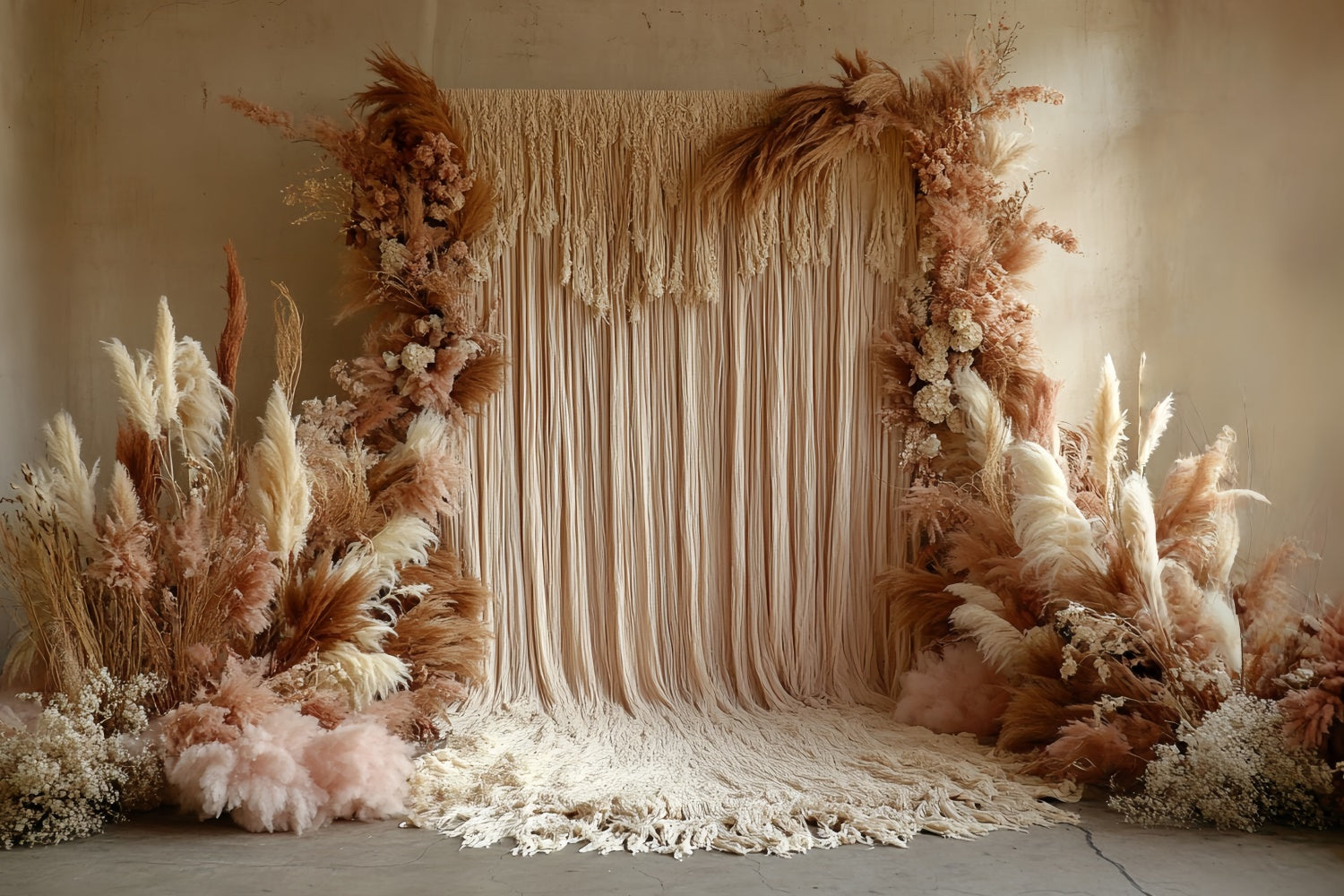 Boho Photography Backdrop Soft Fringe Pampas Backdrop CSH57-307