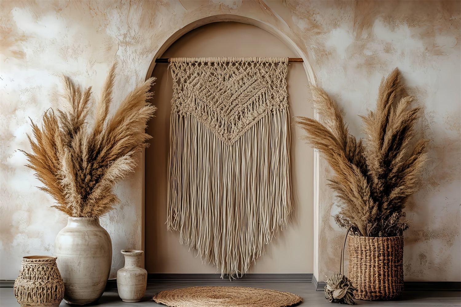 Boho Photo Backdrop Boho Macrame Arch Nook Backdrop CSH57-308