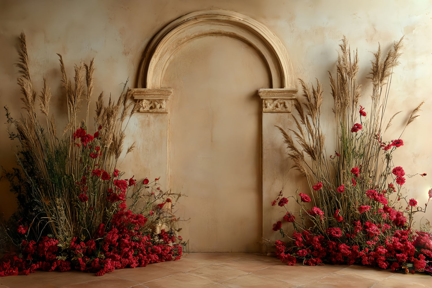 Bohemian Photo Backdrop Vibrant Garden Archway Backdrop CSH57-310