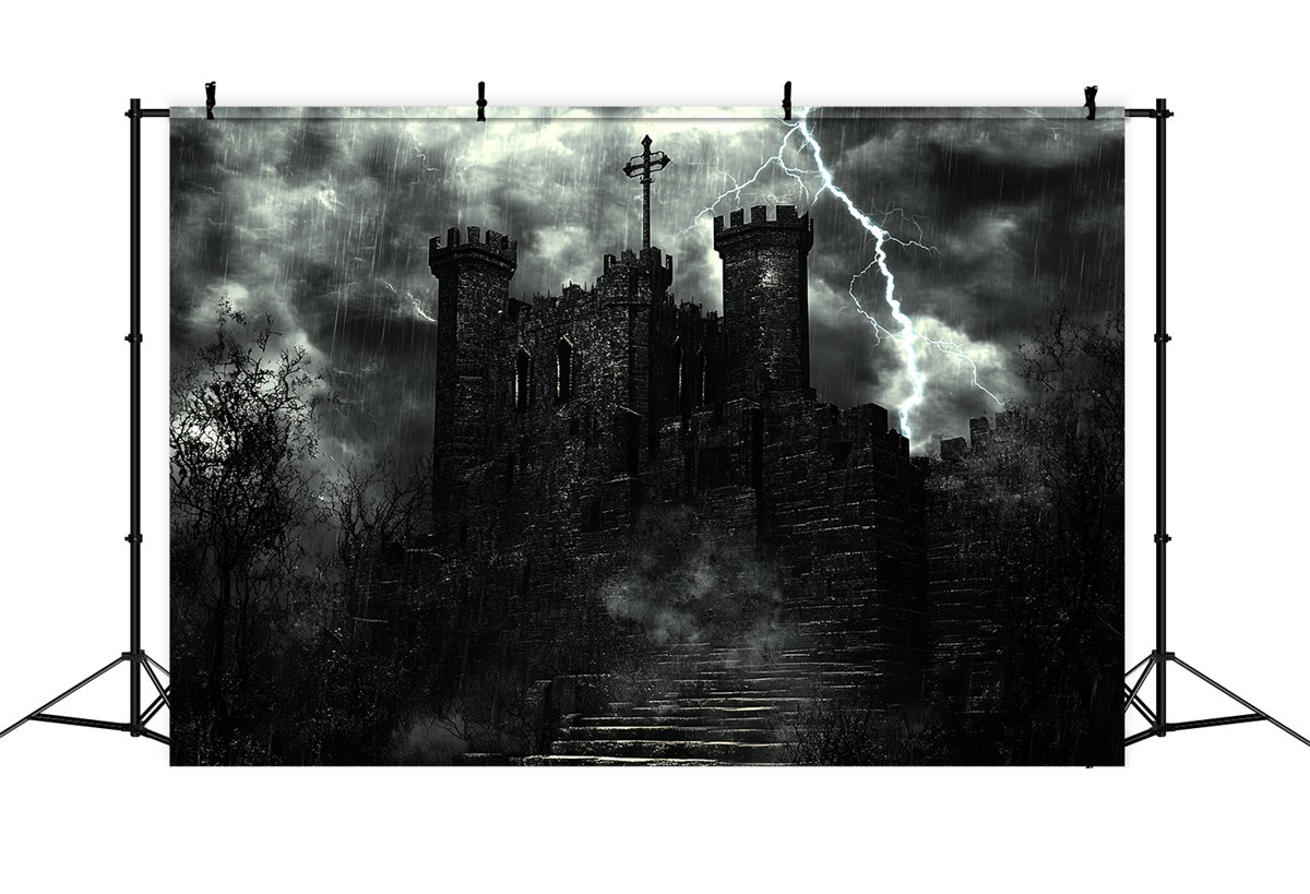 Halloween Backdrops Lightning Haunted Castle Backdrop CSH57-73