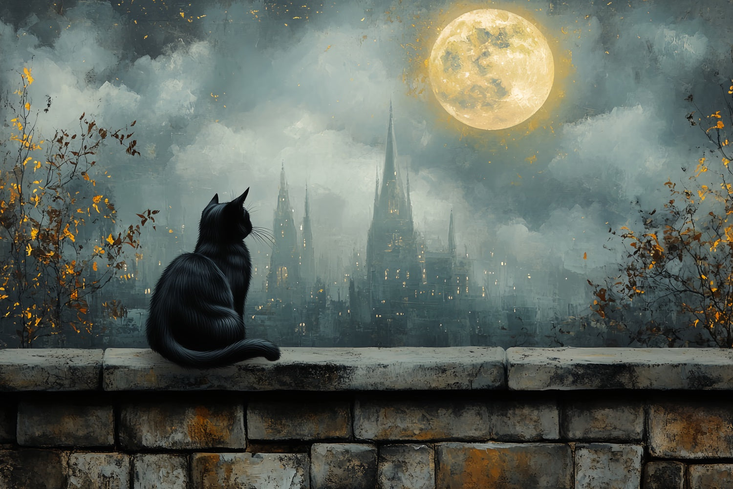 Halloween Moon Backdrop Gothic Moonrise City Backdrop CSH57-76