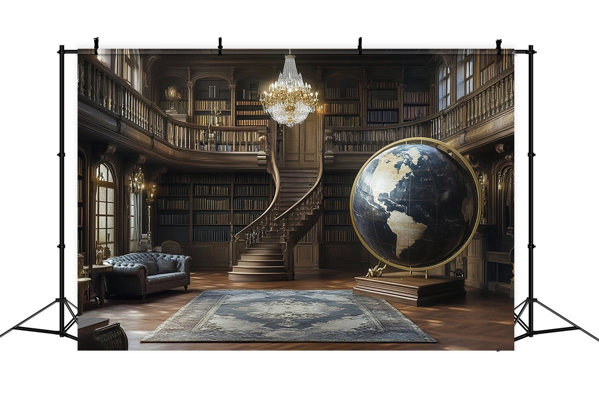 Vintage Studio Backdrop Antique Library Globe Backdrop CSH57-88