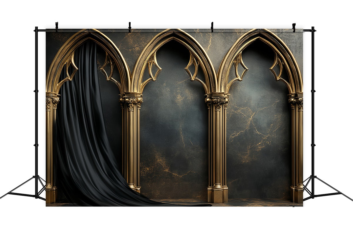 Vintage Wall Backdrop Gothic Gold Archway Backdrop CSH57-89