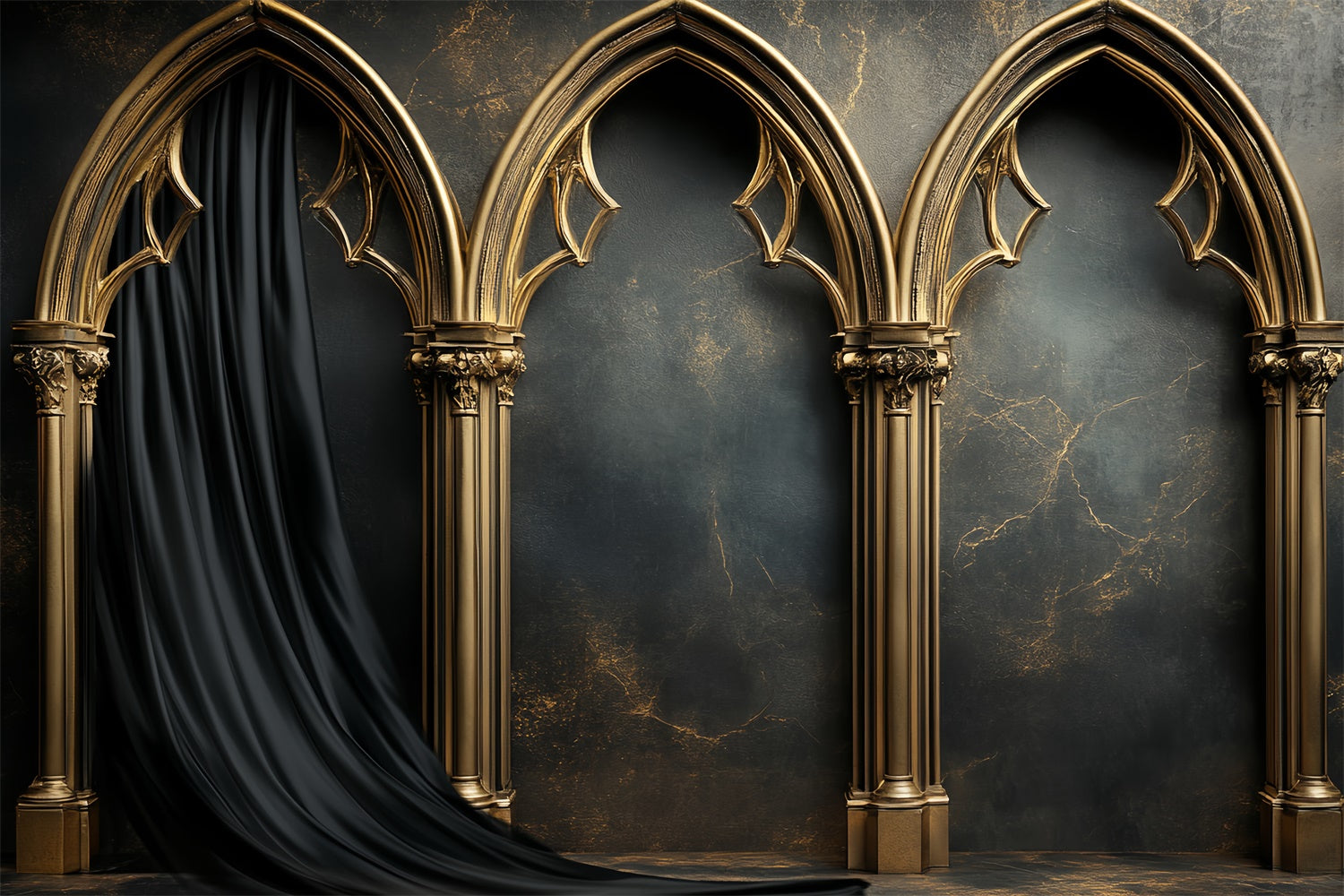 Vintage Wall Backdrop Gothic Gold Archway Backdrop CSH57-89