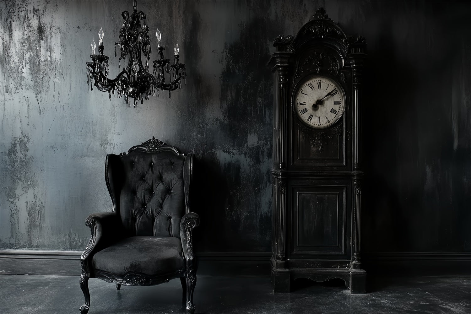 Antique Photo Backdrop Black Parlor Elegance Backdrop CSH57-92