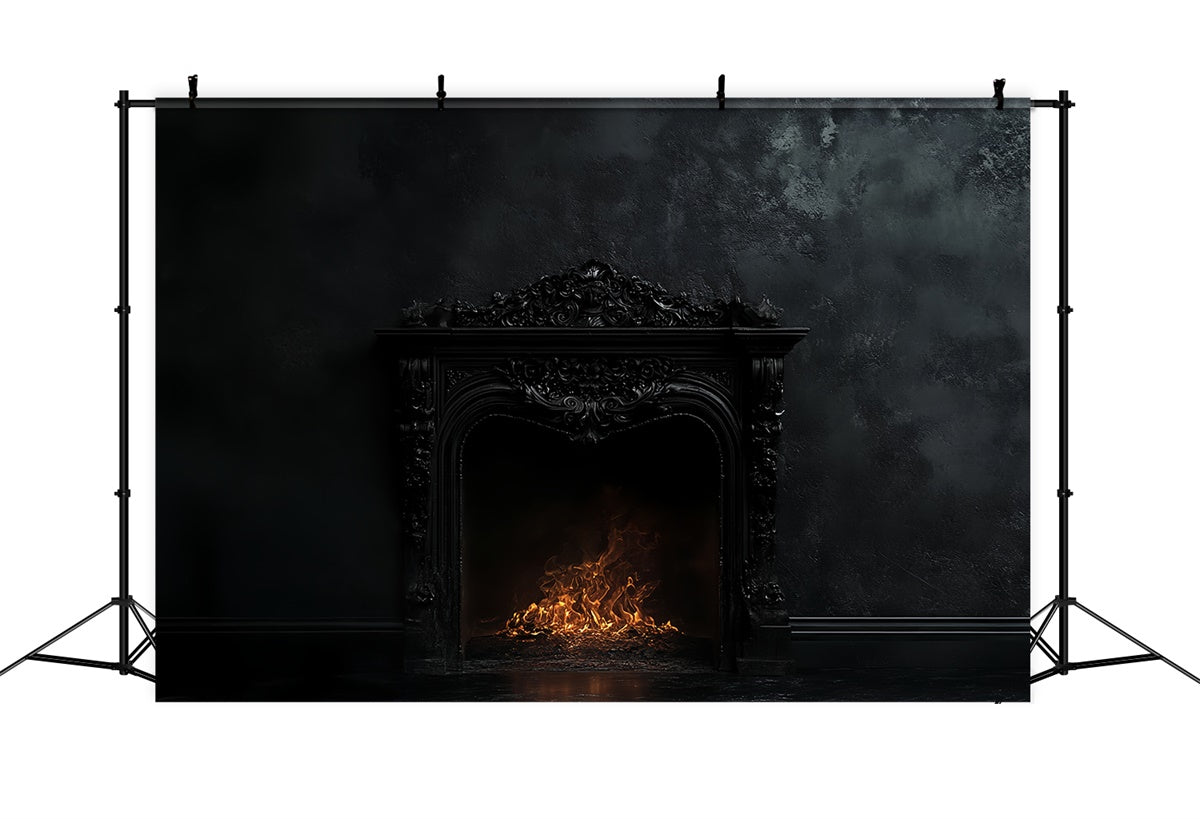 Vintage Studio Backdrop Midnight Flame Mantel Backdrop CSH57-93