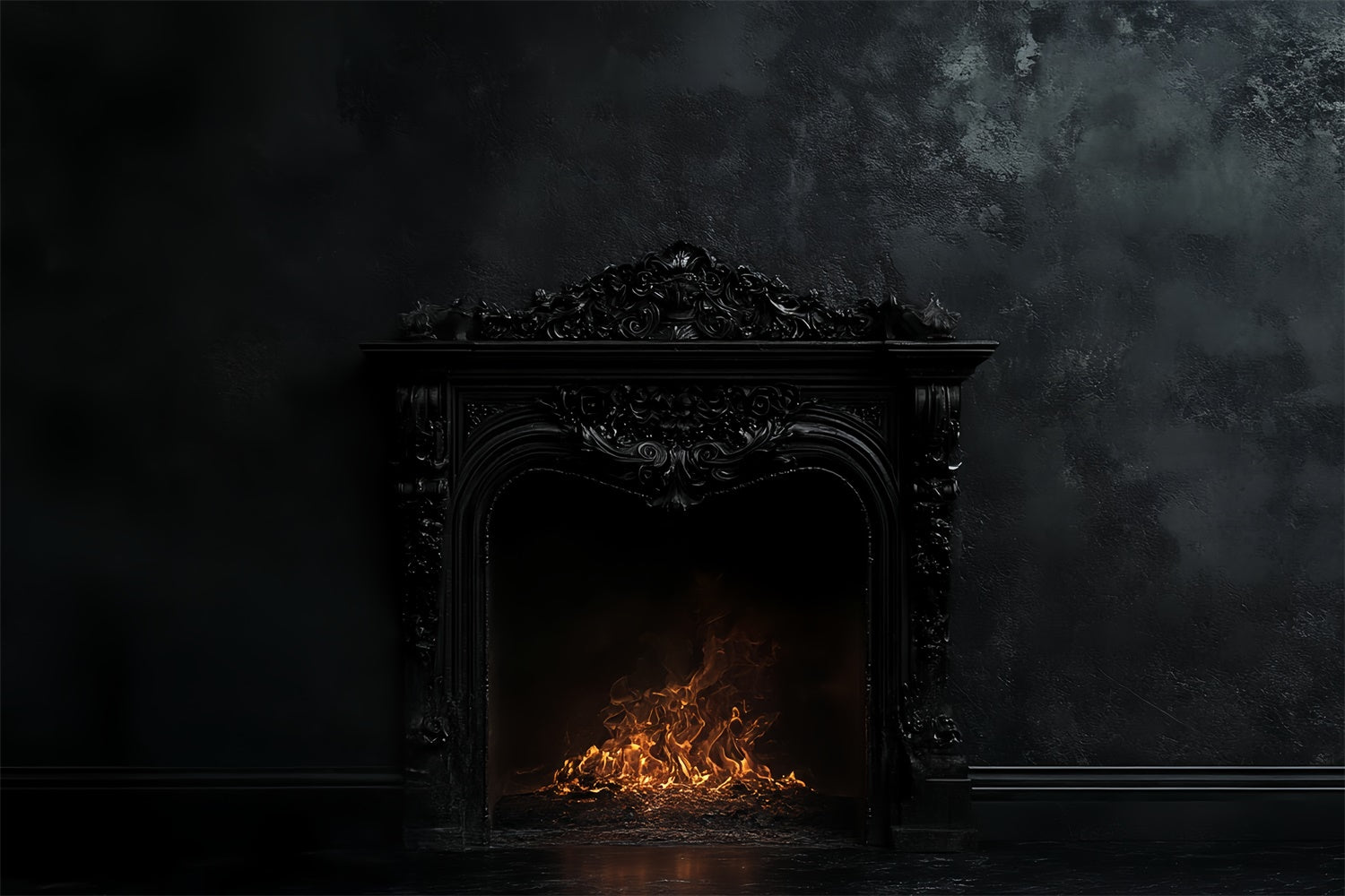 Vintage Studio Backdrop Midnight Flame Mantel Backdrop CSH57-93