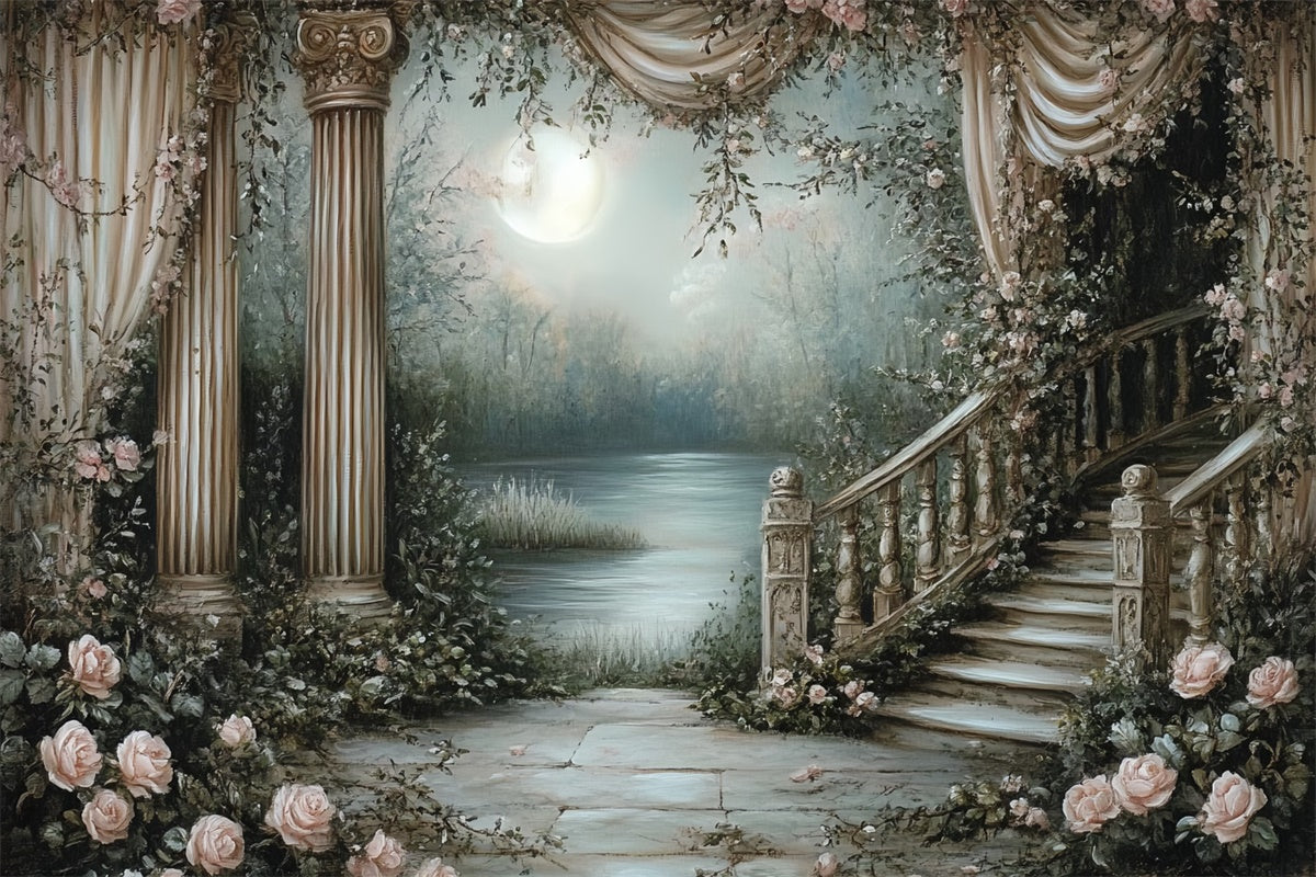 Backdrop Vintage Enchanted Moonlit Garden Backdrop CSH57-95