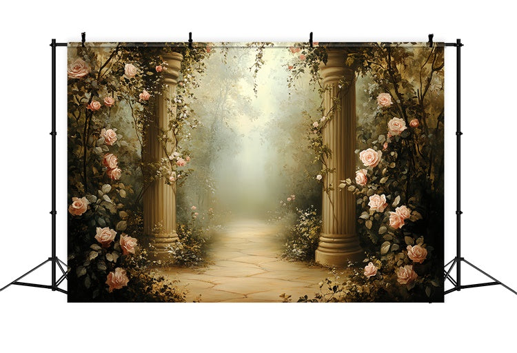 Vintage Photo Backdrop Classical Rose Pathway Backdrop CSH57-97
