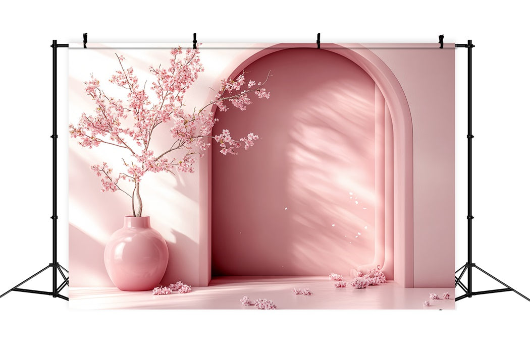 Cherry Blossom Backdrop Minimalist Arch Blossom Vase Flower Backdrop CSH58-103