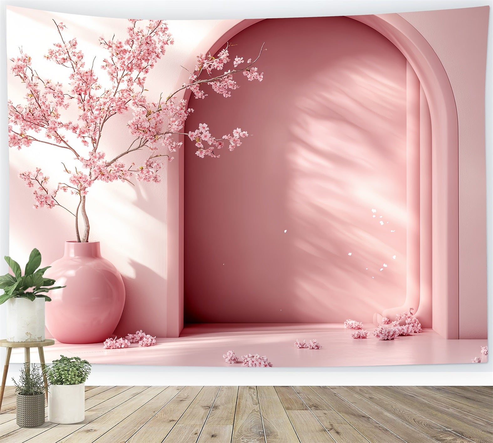Cherry Blossom Backdrop Minimalist Arch Blossom Vase Flower Backdrop CSH58-103
