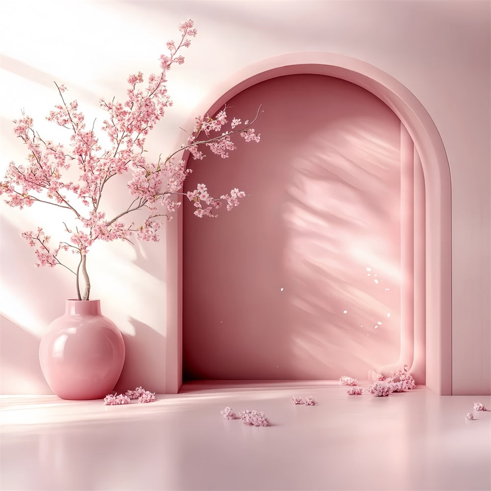 Cherry Blossom Backdrop Minimalist Arch Blossom Vase Flower Backdrop CSH58-103
