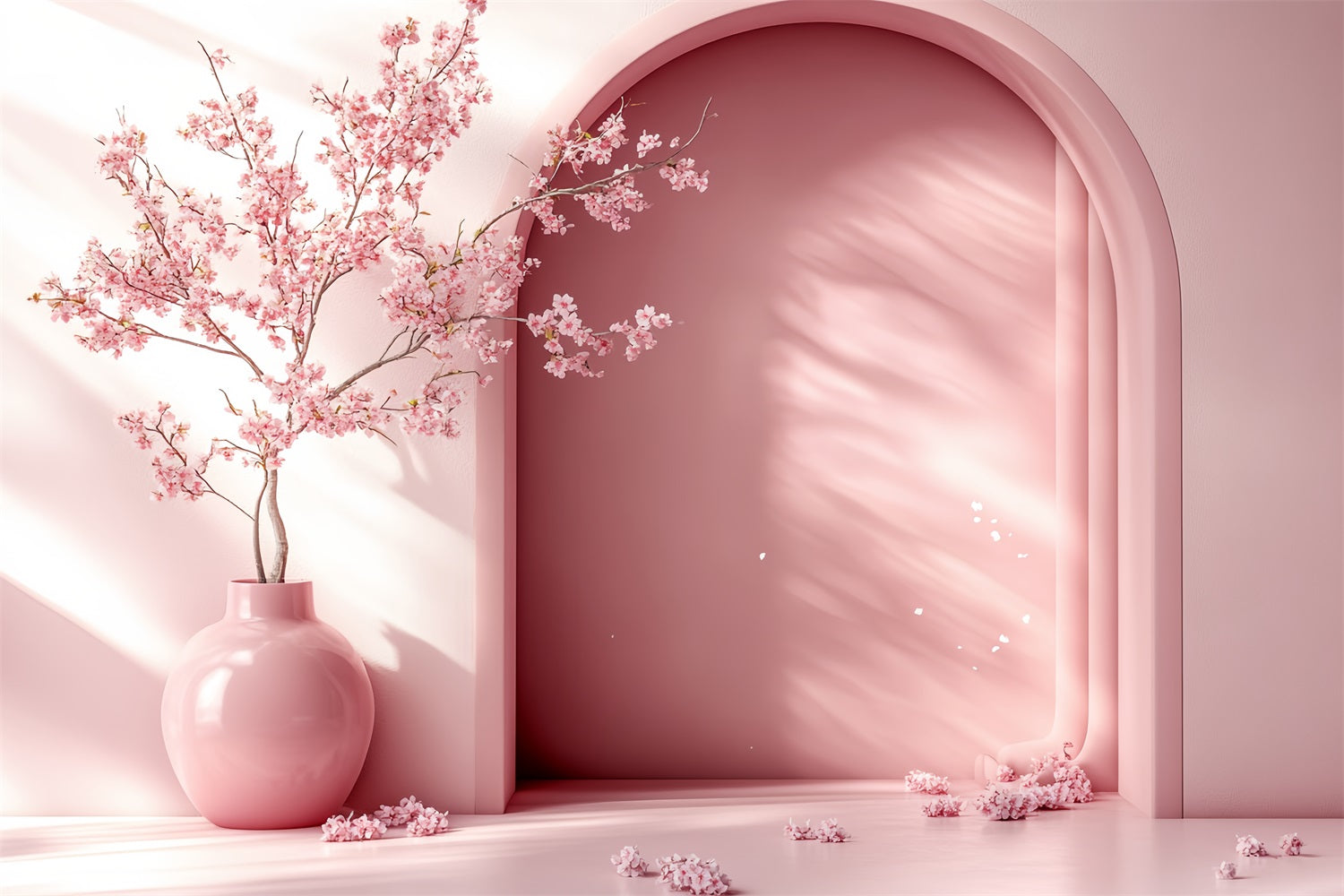 Cherry Blossom Backdrop Minimalist Arch Blossom Vase Flower Backdrop CSH58-103