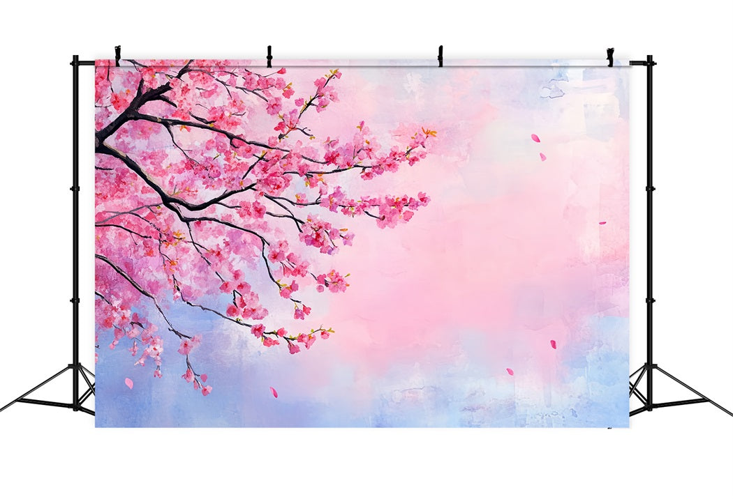 Cherry Blossom Backdrop Watercolor Blossom Branch Sky Spring Backdrop CSH58-104