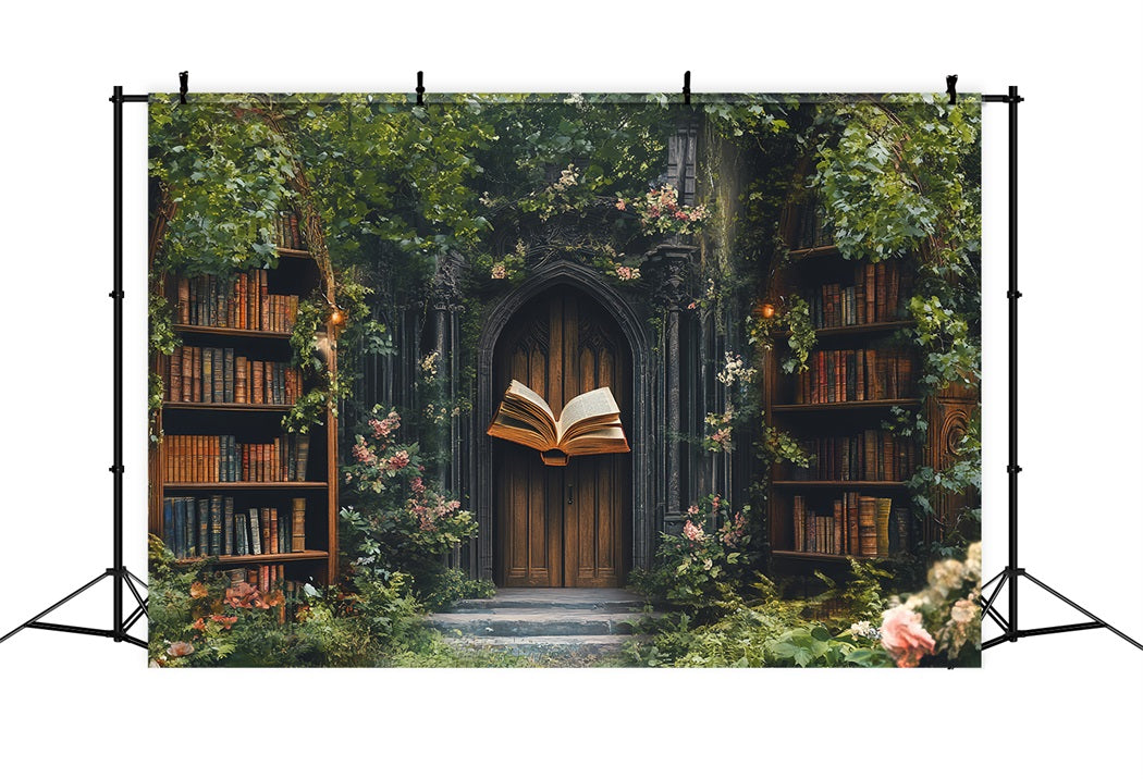 Library Backdrop Enchanted Garden Library Entrance School Backdrop CSH58-109