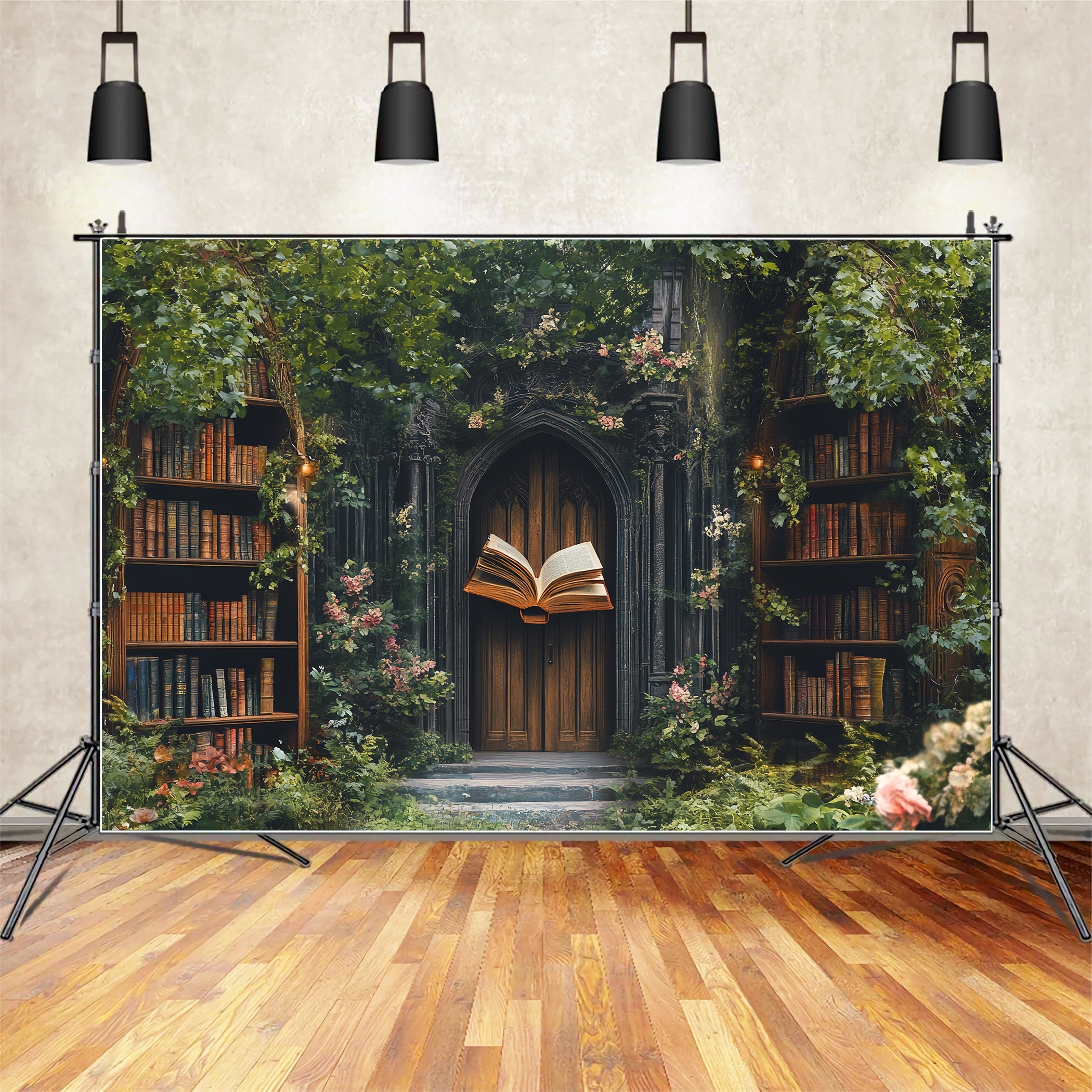 Library Backdrop Enchanted Garden Library Entrance School Backdrop CSH58-109