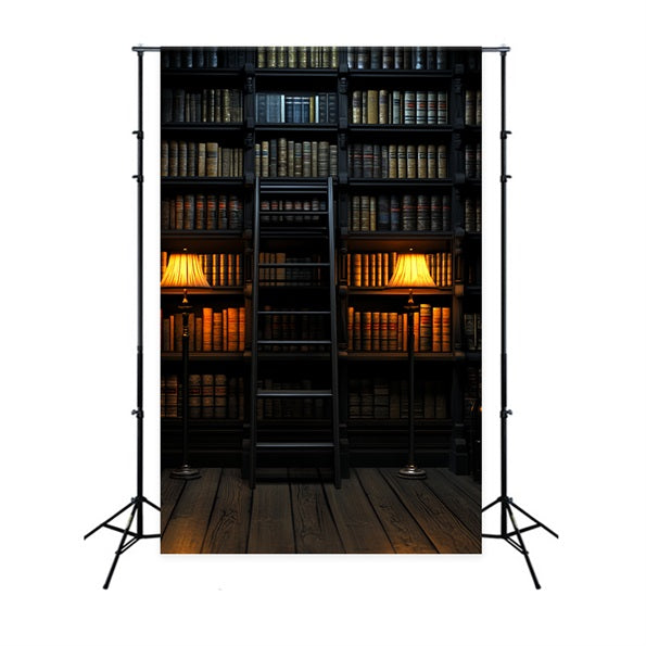 Library Backdrop Library Ladder Warm Lights Back to School Photo Backdrop CSH58-111