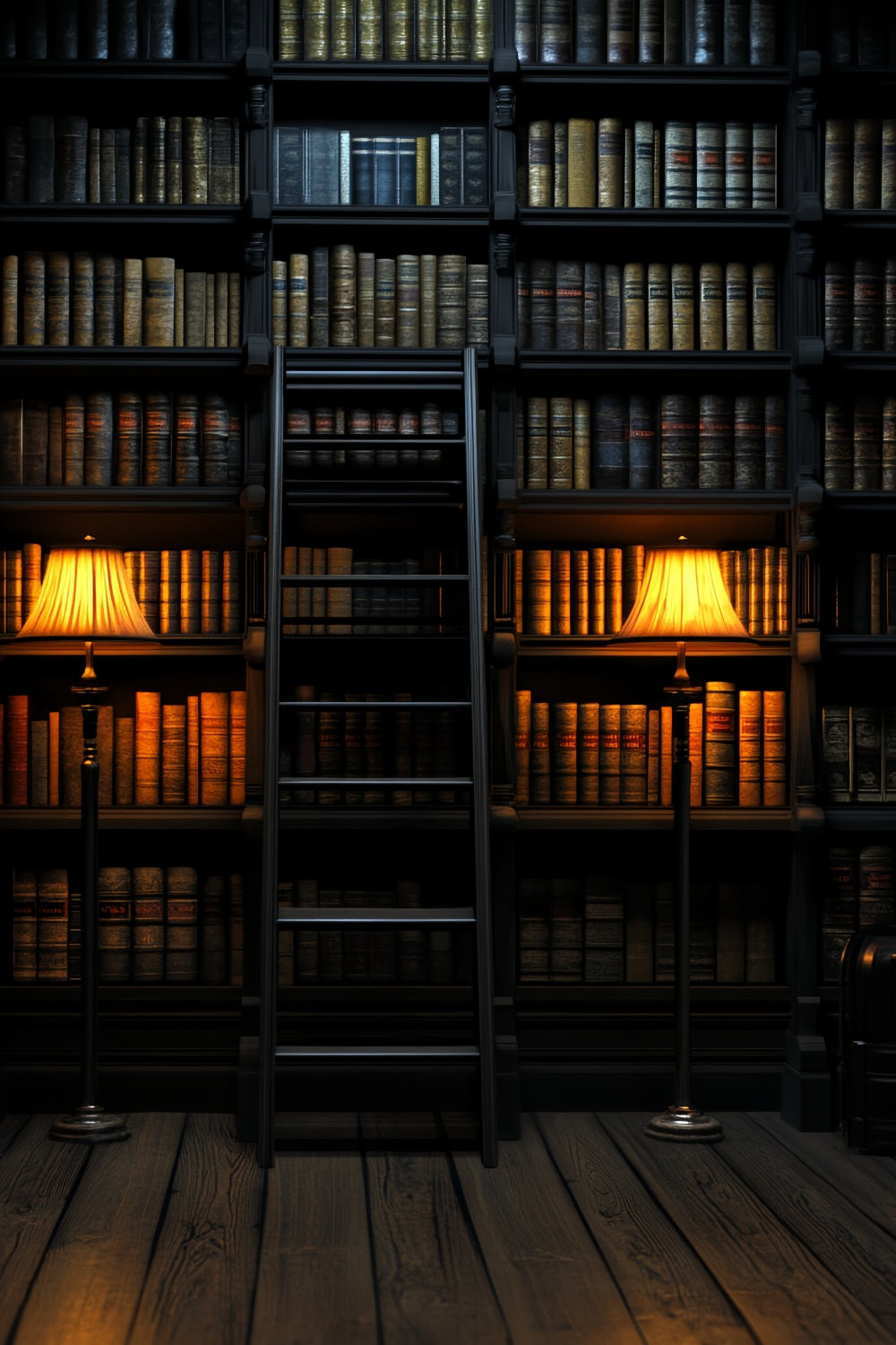 Library Backdrop Library Ladder Warm Lights Back to School Photo Backdrop CSH58-111
