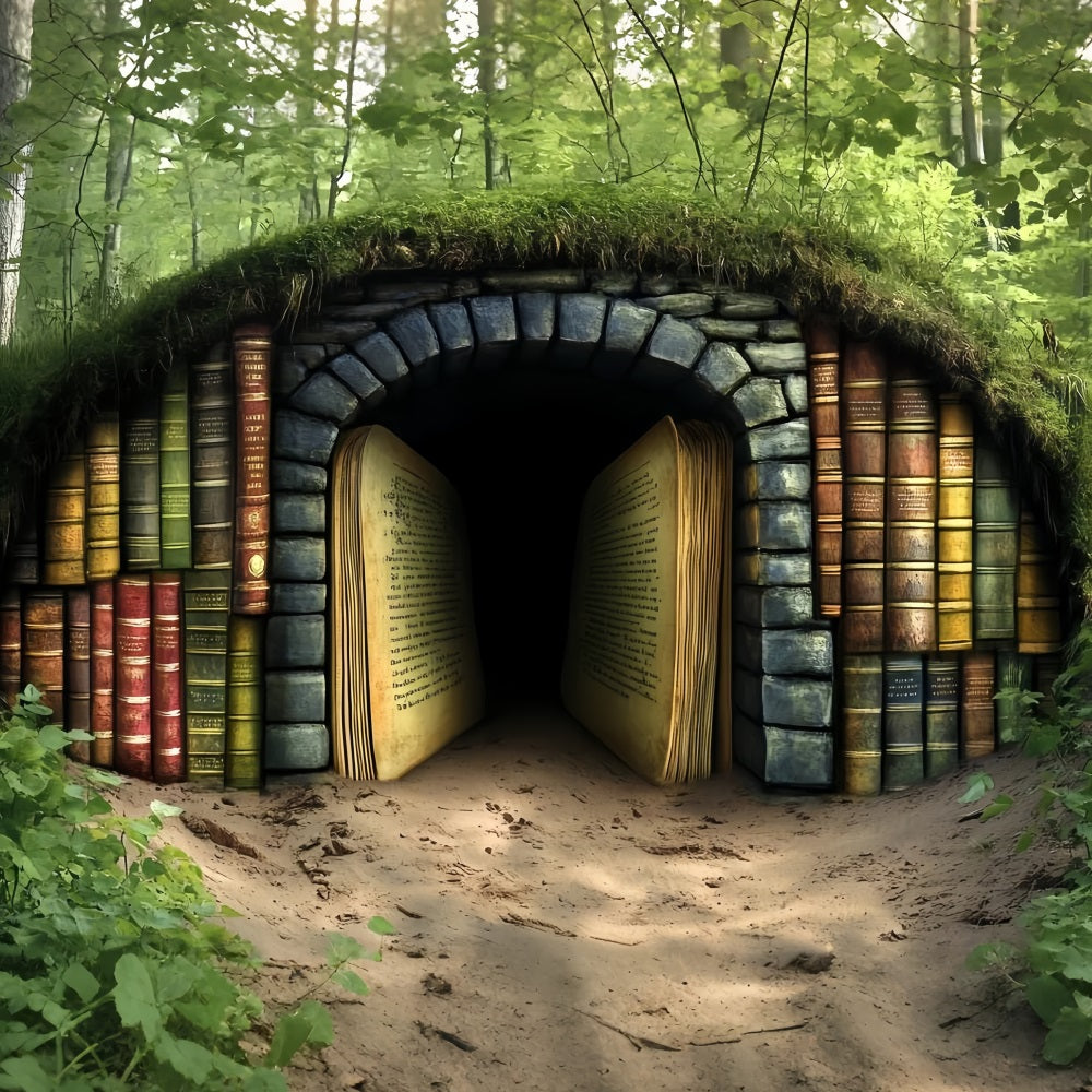Book Backdrop Forest Tunnel Ancient Pages Back To School Backdrops CSH58-113