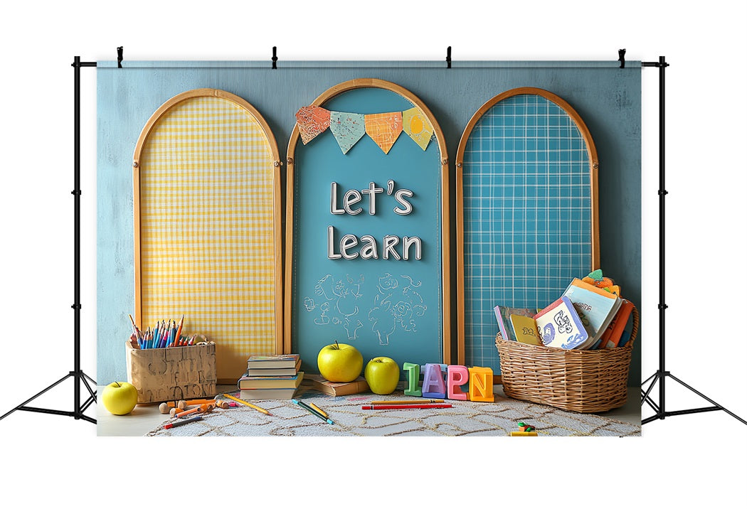 Book Backdrop Colorful Classroom Supplies Setup Back to School Backdrop CSH58-115
