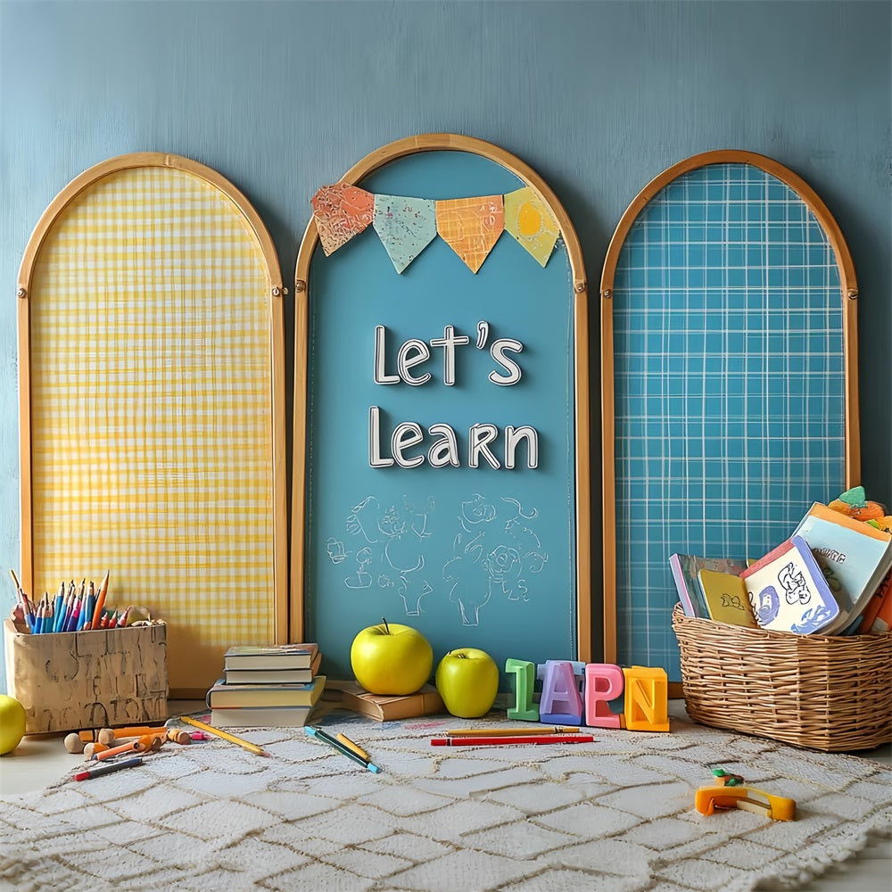Book Backdrop Colorful Classroom Supplies Setup Back to School Backdrop CSH58-115