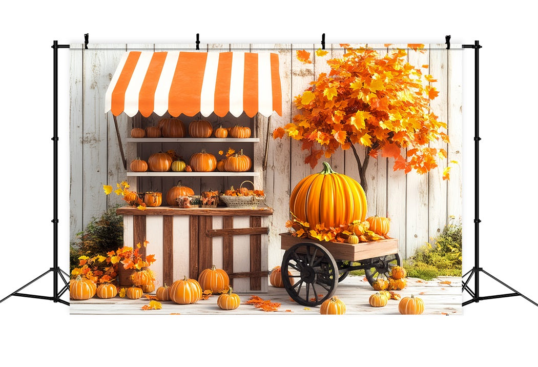 Thanksgiving Backdrop Pumpkin Cart Harvest Stand Thanksgiving Themed Backdrop CSH58-125