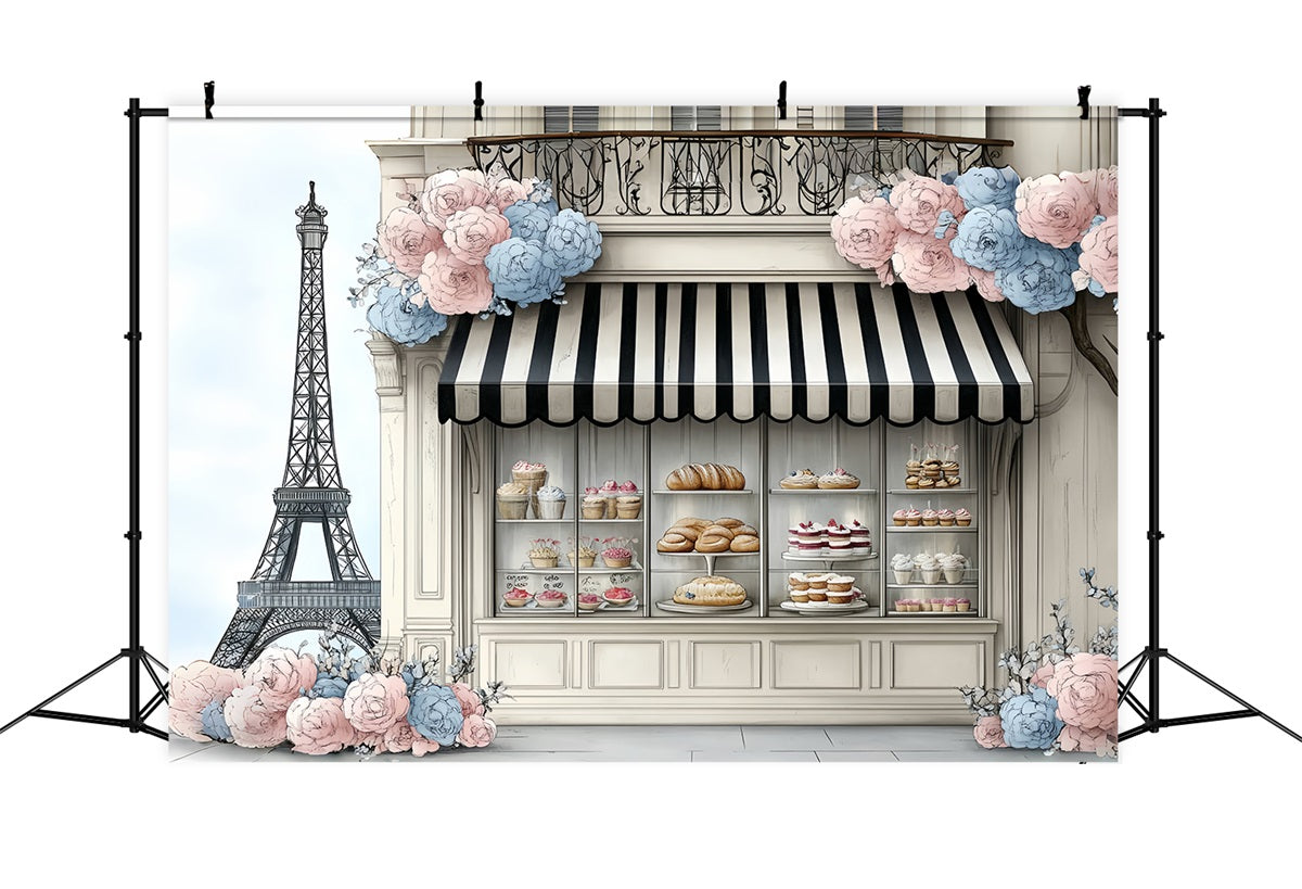 Eiffel Tower Backdrop Paris Spring Sweet Bread Bakery Parisian Backdrop CSH58-13
