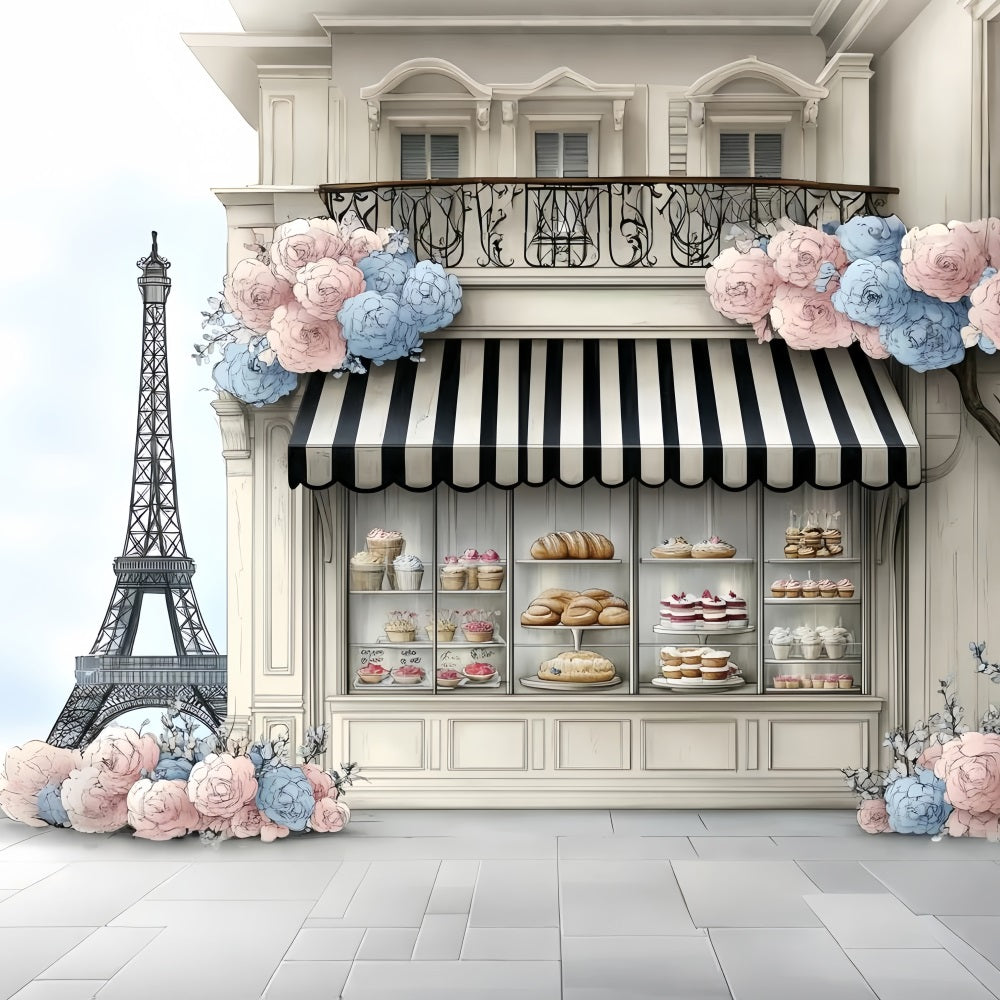 Eiffel Tower Backdrop Paris Spring Sweet Bread Bakery Parisian Backdrop CSH58-13