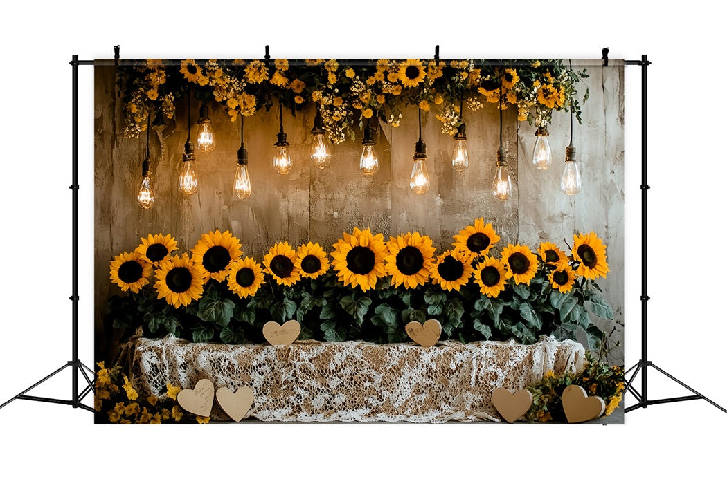 Thanksgiving Photo Backdrop Sunflower String Light Display Backdrop Thanksgiving CSH58-136