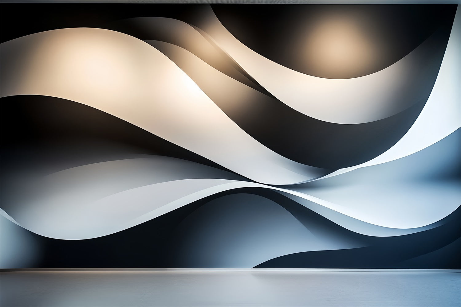 Cool Backdrops Monochrome Flowing Wave Layers Abstract Backdrop CSH58-151
