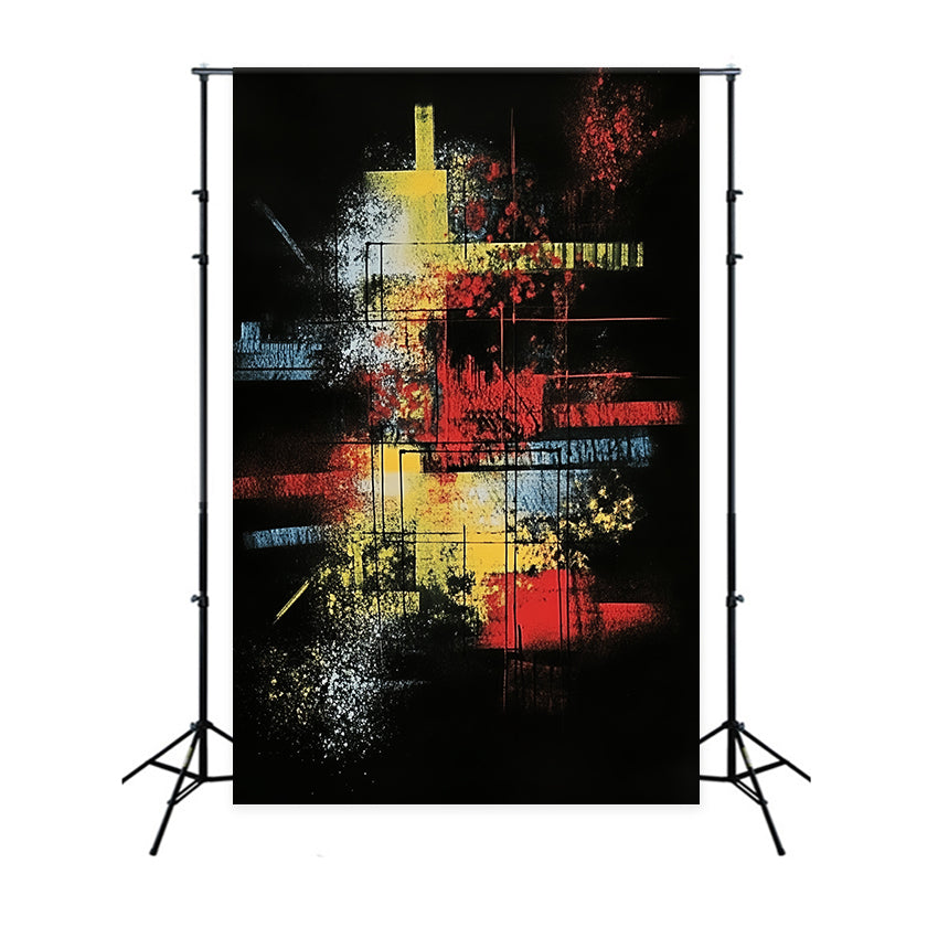 Dark Backdrop Neon Grid Color Burst Abstract Photo Backdrops CSH58-155