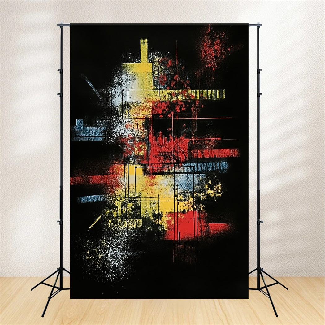 Dark Backdrop Neon Grid Color Burst Abstract Photo Backdrops CSH58-155