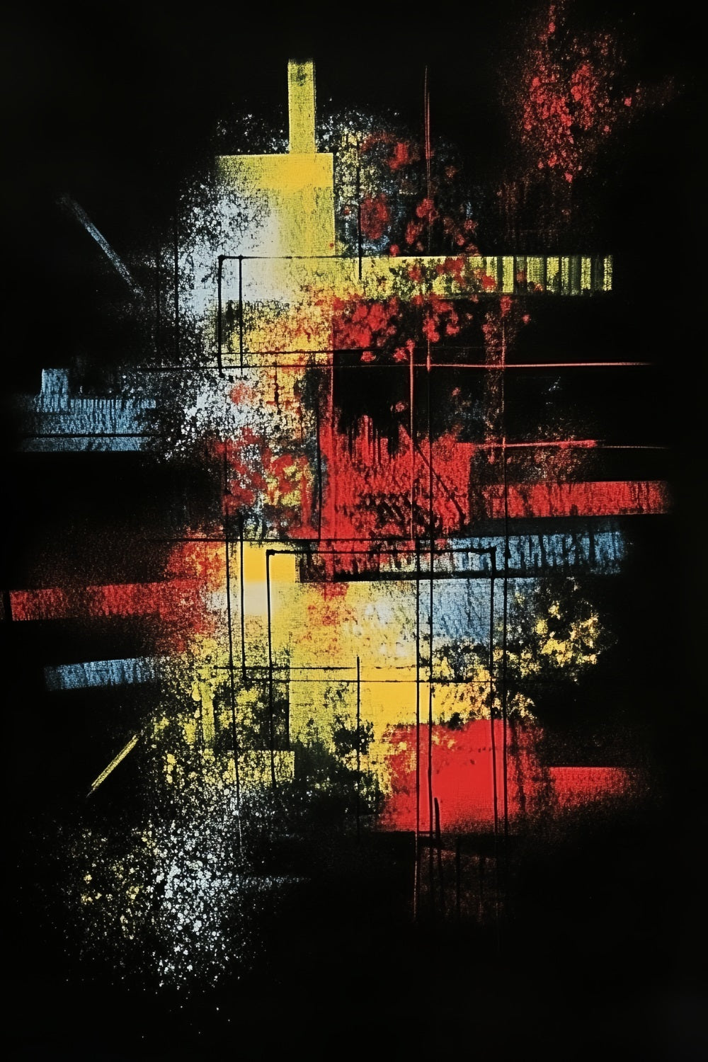 Dark Backdrop Neon Grid Color Burst Abstract Photo Backdrops CSH58-155