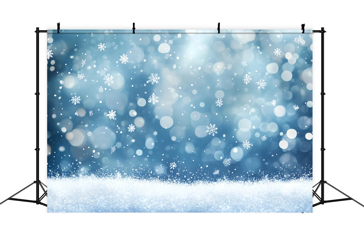 Snowflake Backdrop Falling Snowflakes and Sparkling Bokeh Lights Winter sky Backdrop CSH58-17