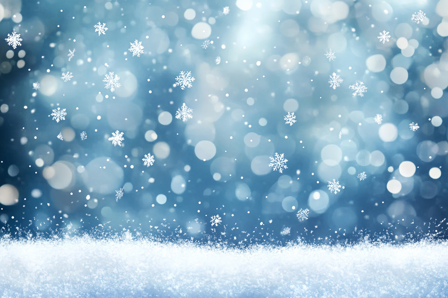 Snowflake Backdrop Falling Snowflakes and Sparkling Bokeh Lights Winter sky Backdrop CSH58-17