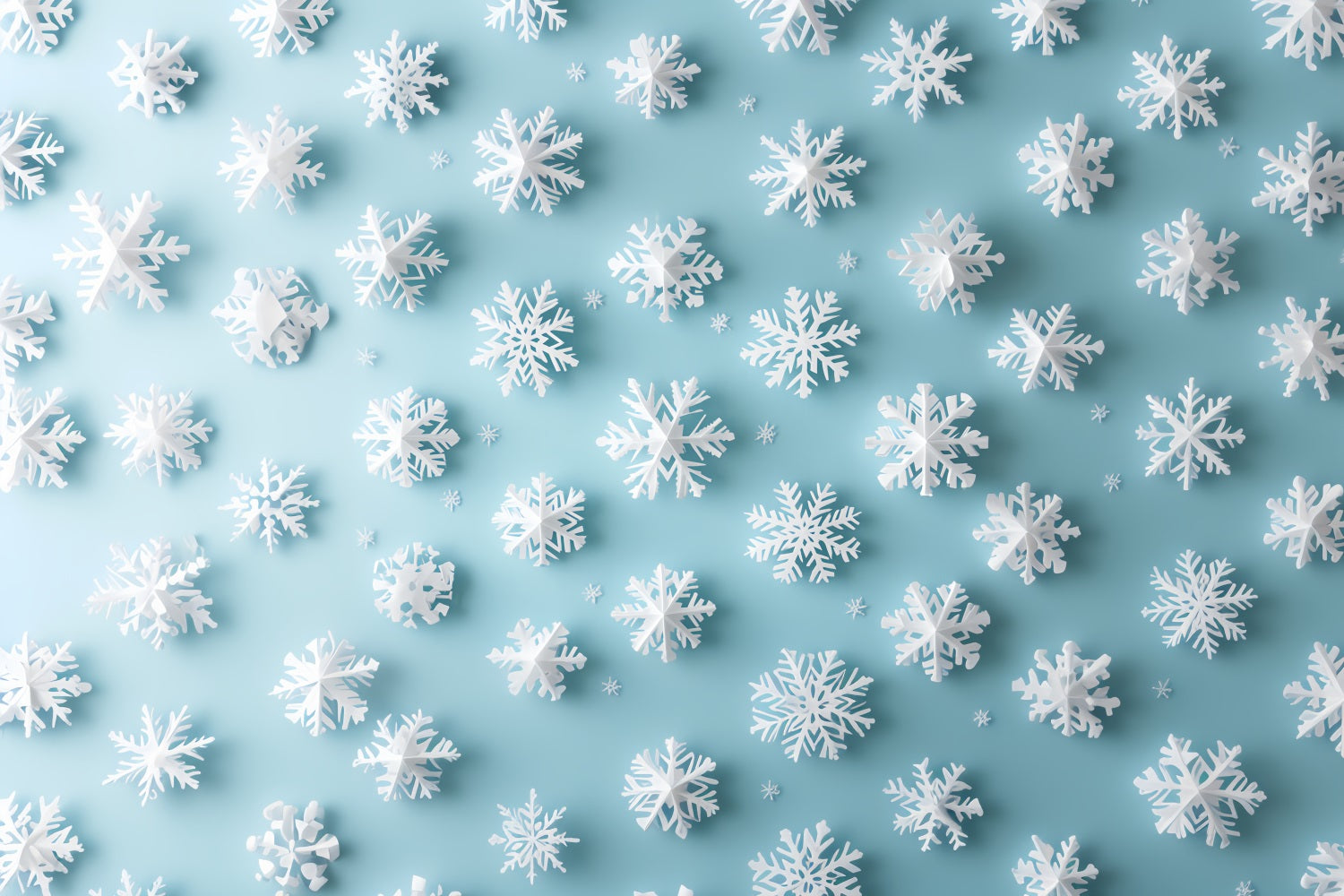 Snowflake Backdrop 3D White Snowflakes on Aqua Background Winter Backdrops CSH58-19