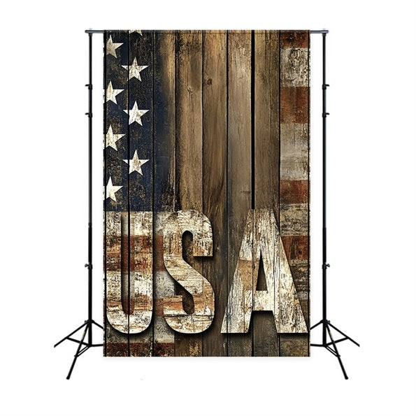 USA Flag Patriotic Backdrop Vintage Wooden American Flag Backdrop CSH58-205