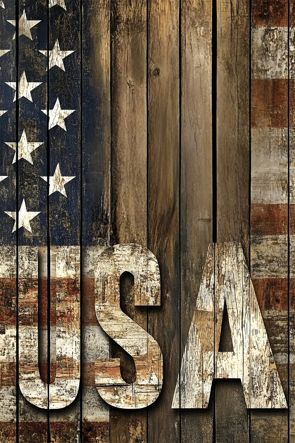 USA Flag Patriotic Backdrop Vintage Wooden American Flag Backdrop CSH58-205