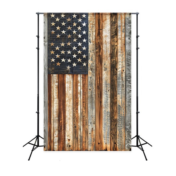 Patriotic Photo Backdrop Rustic Weathered Wood Flag Photo Backdrop CSH58-207