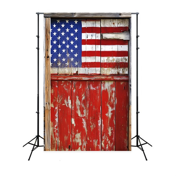 American Flag Patriotic Photo Backdrop Vintage Barn Door Flag Photography Backdrops CSH58-208