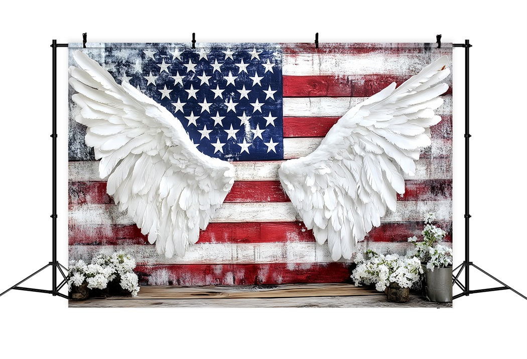 Patriotic Photo Backdrop Angel Wings Display American Flag Backdrop CSH58-209