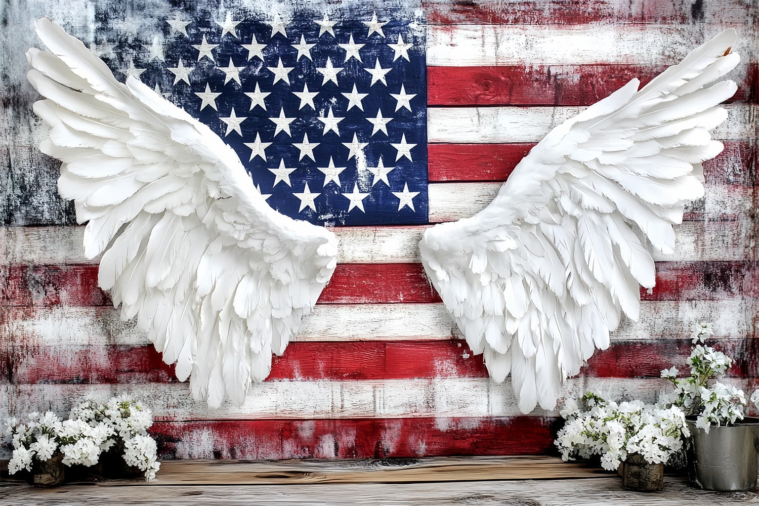 Patriotic Photo Backdrop Angel Wings Display American Flag Backdrop CSH58-209